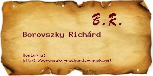 Borovszky Richárd névjegykártya